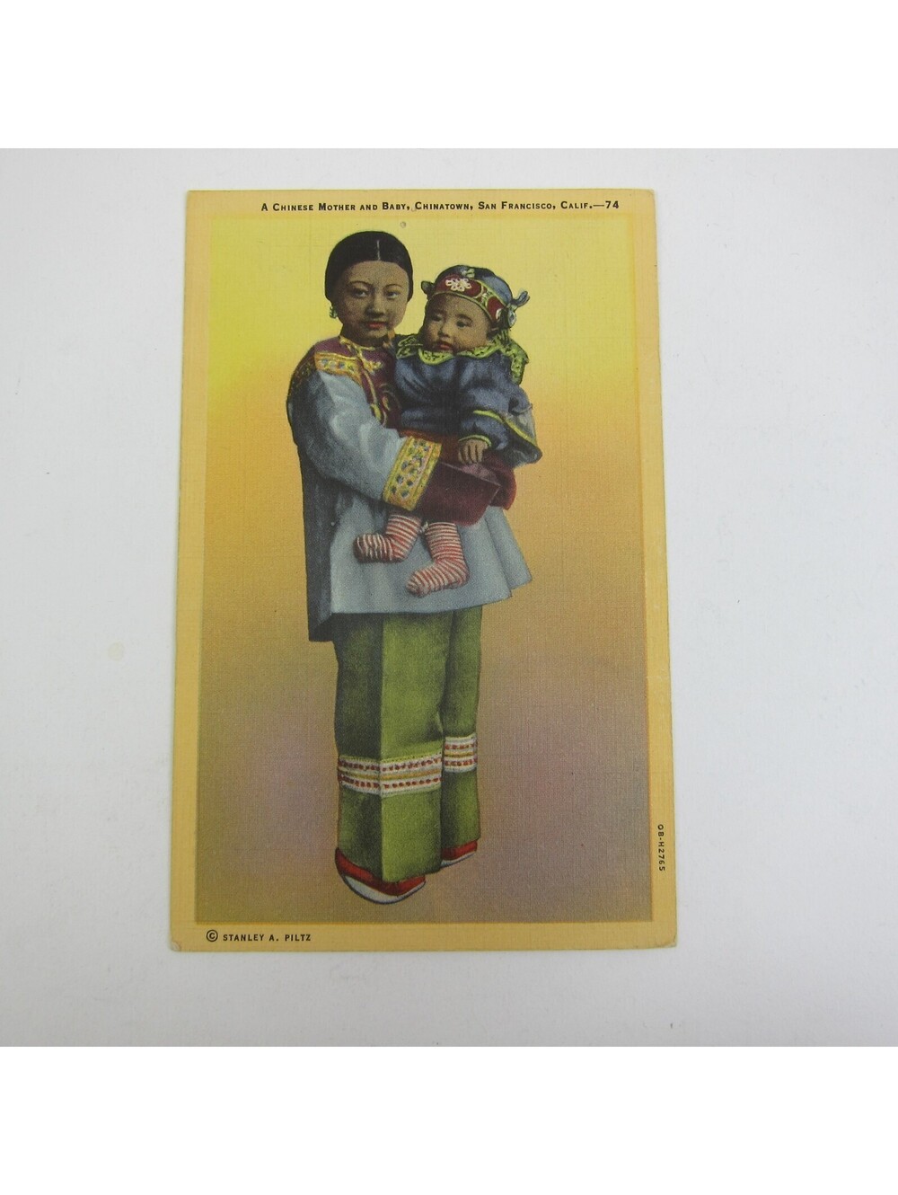 Linen Postcard Chinatown San Francisco Chinese Mother & Baby Vintage UNPOSTED